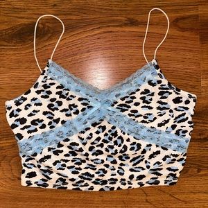 Cropped Blue Cheetah Tank